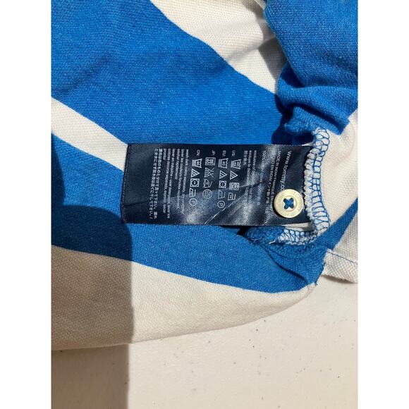 VTG Y2K Tommy Hilfiger Rugby Short Sleeve Polo Shirt Blue White Mens Size M - Picture 7 of 7